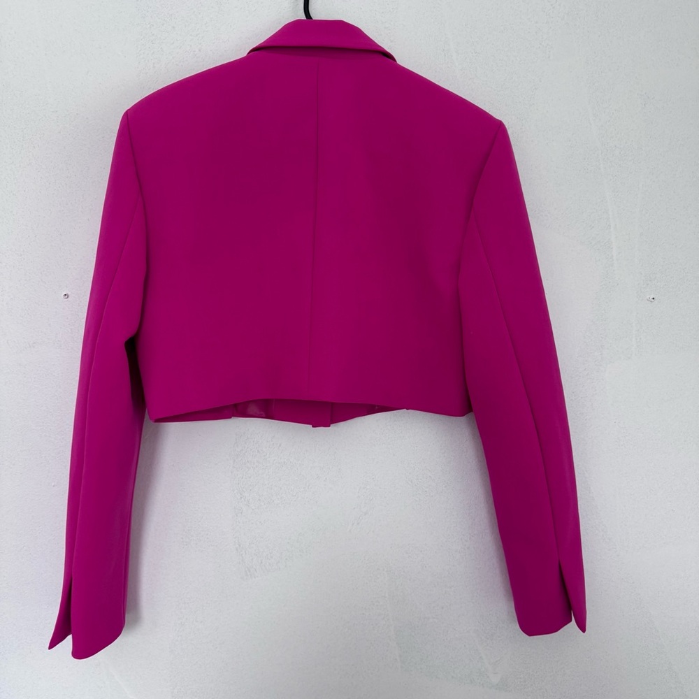 Zara Hot Pink Cropped Blazer Skort Shorts Set size Medium NWT NEW - Picture 6 of 13